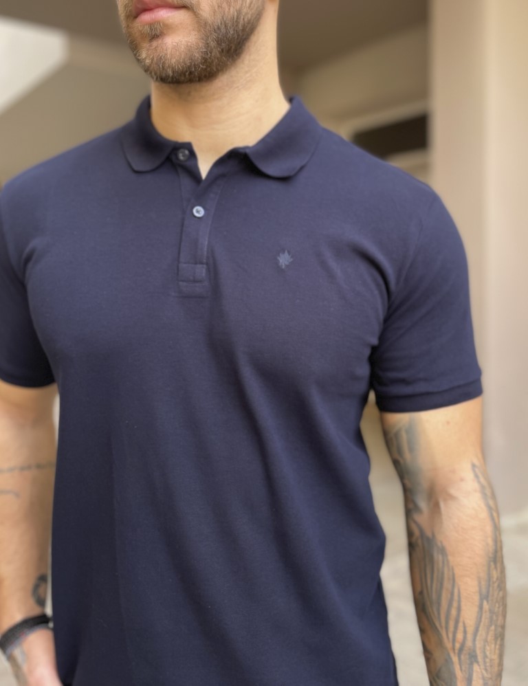 Ανδρική μπλε βαμβακερή κοντομάνικη μπλούζα Polo 4331K φωτογραφία